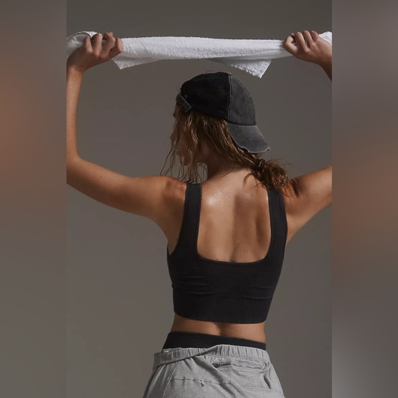 Free People Good Karma Square Neck Bra Solid Black $48 - Picture 2 of 2